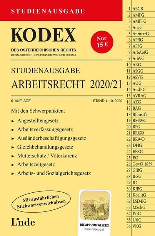 KODEX Studienausgabe Arbeitsrecht 2020/21