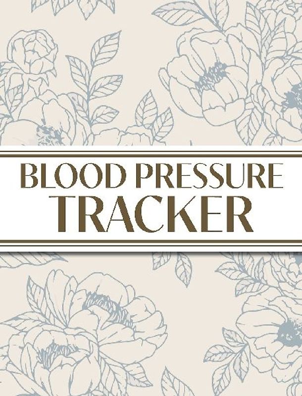 XL Large Print 1-Year Blood Pressure Tracker (Blue Roses on Cream)