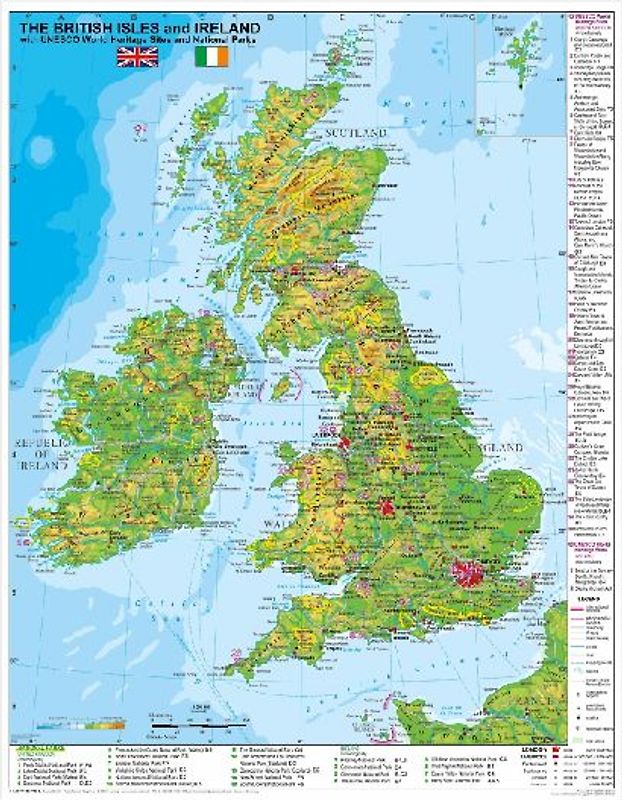 The British Isles and Ireland with UNESCO World Heritage Sites and National Parks (engl.)