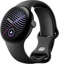 Google Pixel Watch 5 41 mm Boîtier en aluminium noir mat avec bracelet Sport Band noir volcanique [Wi‑Fi]