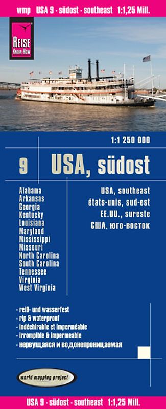 Reise Know-How Landkarte USA 09, Südost (1:1.250.000)