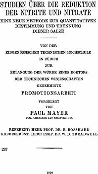 Studien über die Reduktion der Nitrite und Nitrate