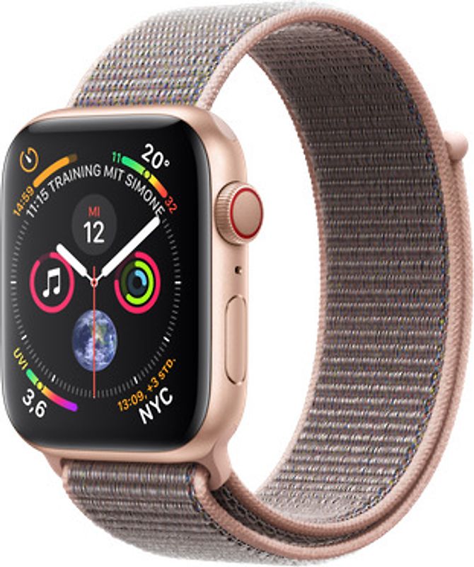 Apple Watch Series 4 44 mm boîtier en aluminium or avec Boucle Sport rose des sables [Wifi+Cellular]