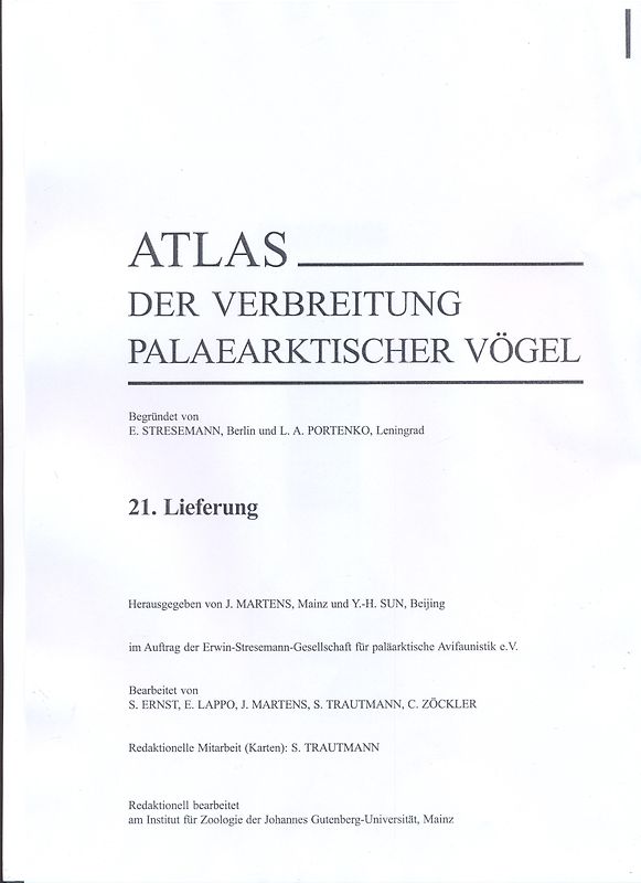 Atlas der Verbreitung palaearktischer Vögel