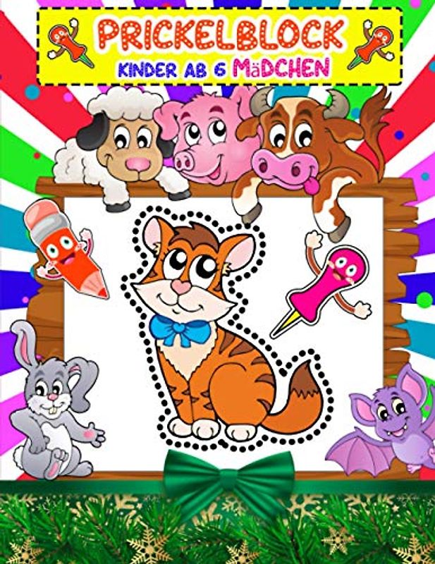 Prickelblock Kinder Ab 6 Mädchen: Prickelset Kinder Tiere Zu Aktivitätsbuch Vorschule & Prickeln Und Malen Üben Für Die Schule | Prickelbilder & Prickelnadel Set Kinder Zum Junge , Mädchen