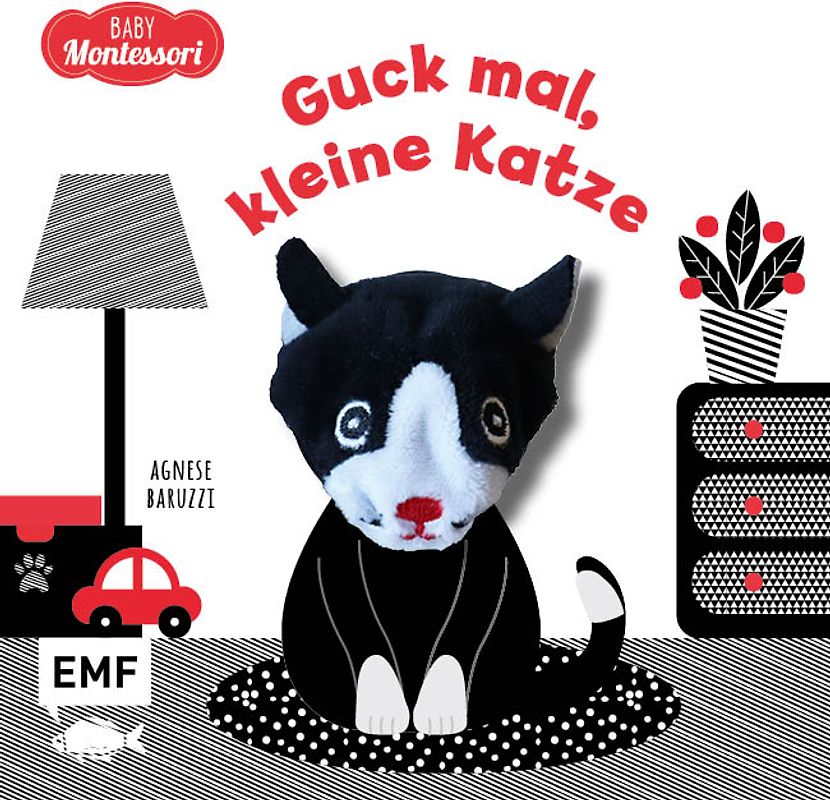 Kontrastbuch für Babys mit Fingerpuppe: Guck mal, kleine Katze