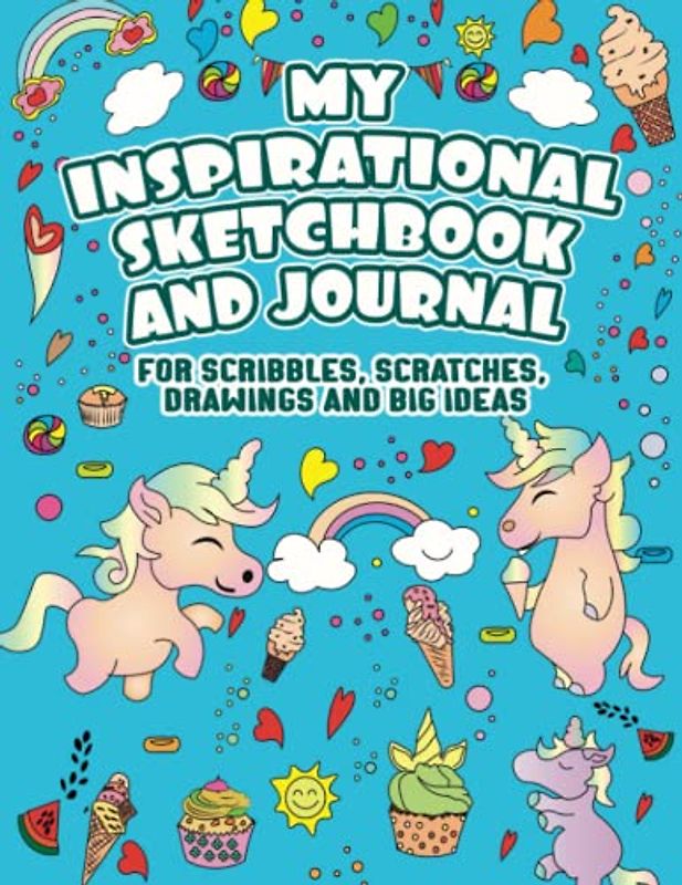 Unicorn Notebook and Sketchbook: Journal and Notebook for Girls With Blank and Lined Pages for Doodling, Sketching, Drawing, Journaling and Notes, 118 Pages