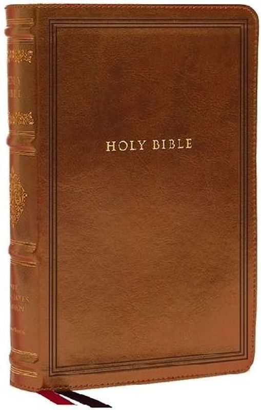 NKJV Large Print Reference Bible, Brown Leathersoft, Red Letter, Comfort Print (Sovereign Collection)