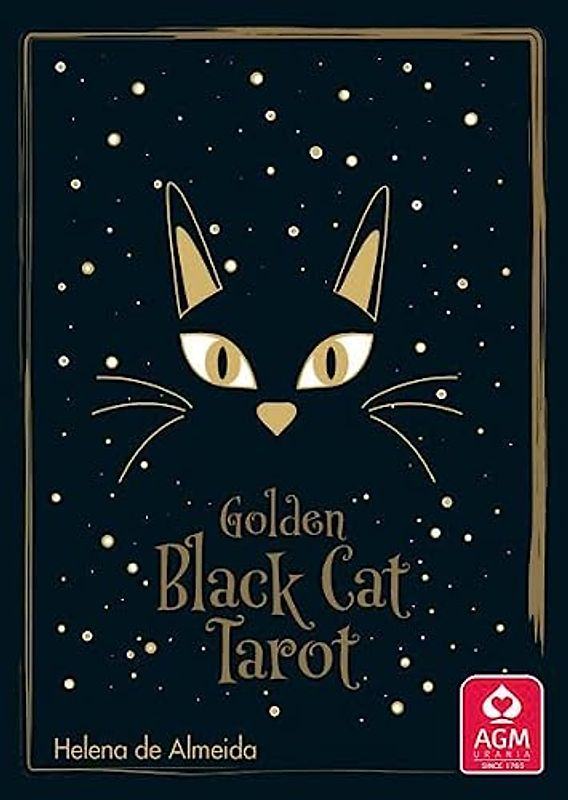 Golden Black Cat Tarot - High quality slip lid box with gold foil: 78 cards with gold print and booklet