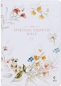 The Spiritual Growth Bible, Study Bible, NLT - New Living Translation Holy Bible, Faux Leather, White Printed Floral