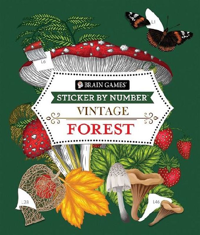 Brain Games - Sticker by Number - Vintage: Forest (28 Images to Sticker)