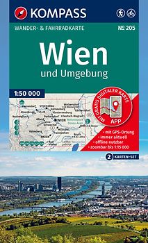 KOMPASS Wanderkarten-Set 205 Wien und Umgebung (2 Karten) 1:50.000