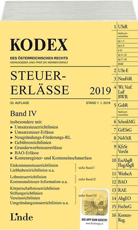 KODEX Steuer-Erlässe 2019, Band IV