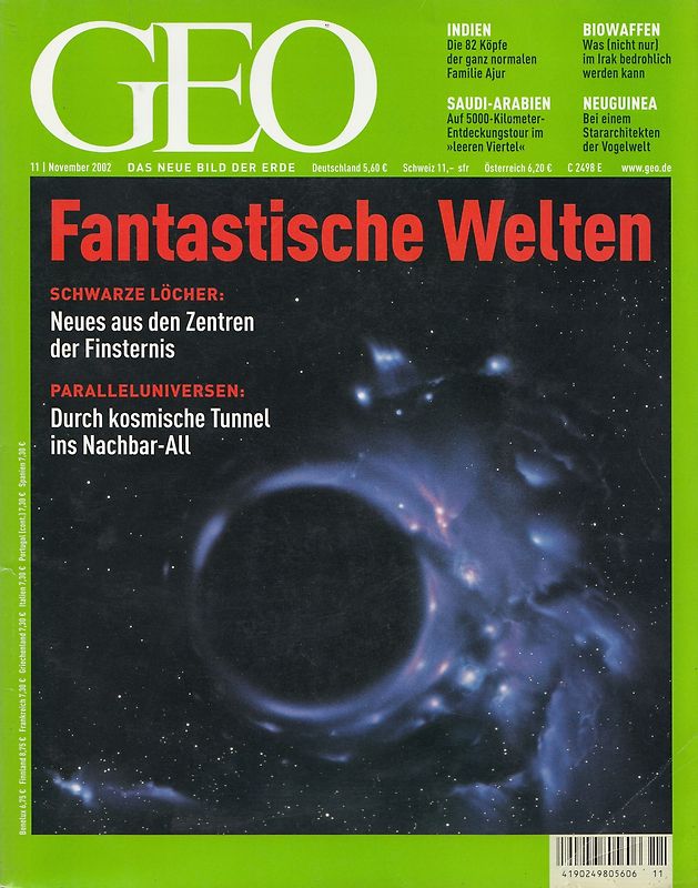 GEO Magazin 11/2002: Fantastische Welten - Schwarze Löcher, Paralleluniversen [Broschiert]