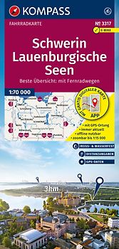KOMPASS Fahrradkarte 3317 Schwerin, Lauenburgische Seen 1:70.000