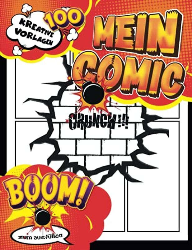 Comic Sammelband: Leeres Comicbuch zum Erstellen eigener Comics mit weiß gerahmten Panels und Variantenvorlagen