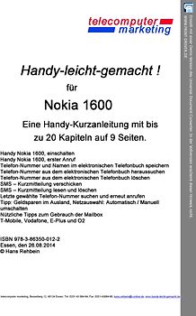 Nokia 1600-leicht-gemacht. Handy-leicht-gemacht für Nokia 1600