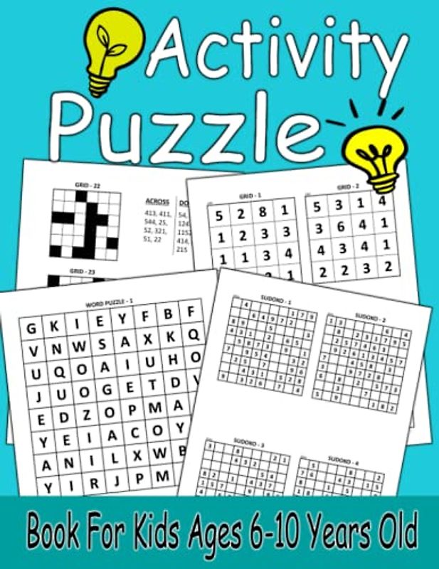 Activity Puzzle Book For Kids Ages 6-10 Years Old: Word Search, Word Scramble, Sudoku