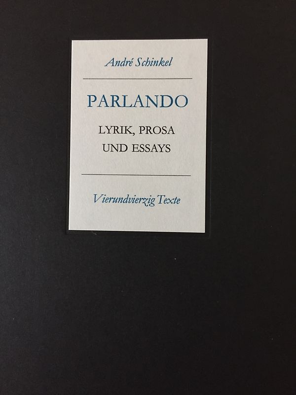 Parlando - Lyrik, Prosa und Essays