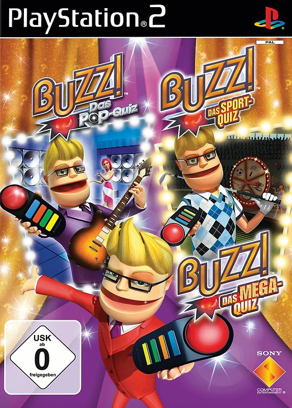 Buzz! Quiz Bundle + 4 Buzzer Pop Quiz, Sports Quiz, Mega Quiz Bundleversion