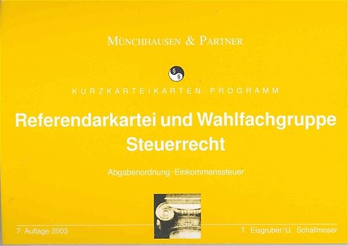 Referendarkartei und Wahlfach Steuerrecht