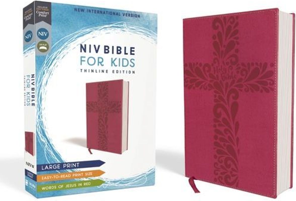 Niv, Bible for Kids, Large Print, Leathersoft, Pink, Red Letter, Comfort Print