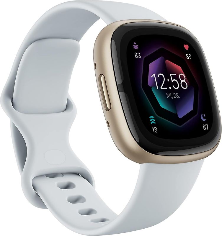 Fitbit Sense 2 40 mm or or et bracelet en silicone bleu brumeux [Wi-Fi]
