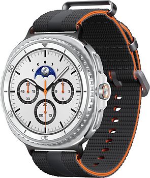 Samsung Galaxy Watch8 Classic 46 mm Boîtier aluminium blanc sur Sport Chic S/M graphite [Wi-Fi + 4G]