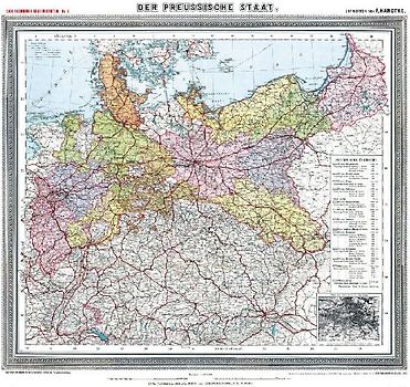 Historische Preussenkarte / DER PREUSSISCHE STAAT - 1905 [gerollt]