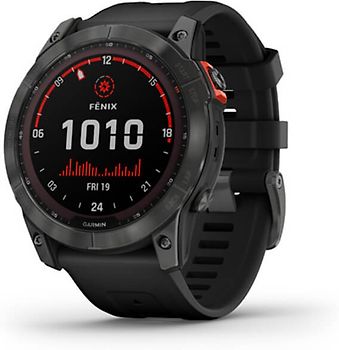 Garmin Fenix 7X 51 mm gris avec bracelet en silicone noir [Wi-Fi, Solar Edition]