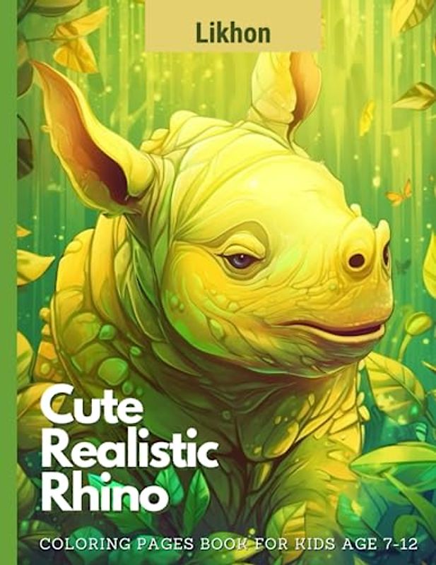 Likhon Cute Realistic Rhino Coloring Pages Book for Kids Age 7-12