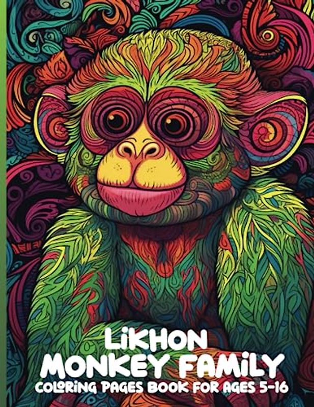 Likhon Monkey Family Coloring Pages Book for Ages 5-16