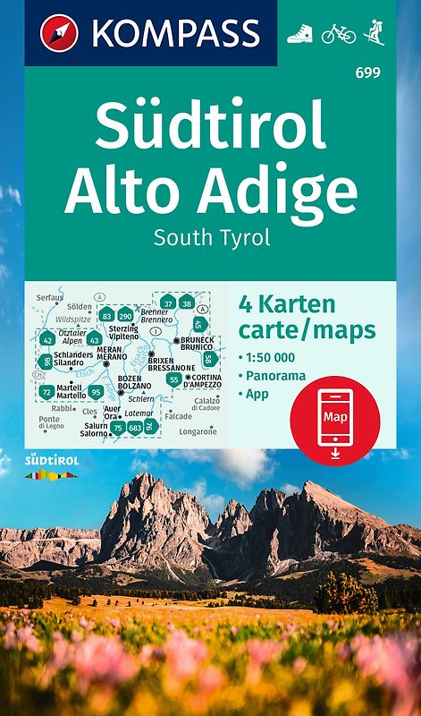 KOMPASS Wanderkarten-Set 699 Südtirol, Alto Adige, South Tyrol (4 Karten) 1:50.000