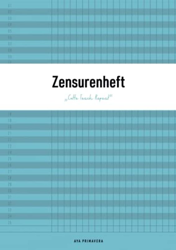 Zensurenheft – Coffe Teach Repeat: Notenheft für Lehrer, A4 Doppelseiten mit übersichtlichen Notenlisten