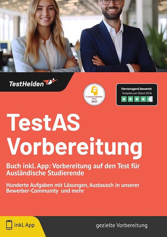 TestAS Vorbereitung : Buch inkl. App: Vorbereitung auf den Test für Ausländische Studierende | Hunderte Aufgaben mit Lösungen, Austausch in unserer Bewerber-Community und mehr