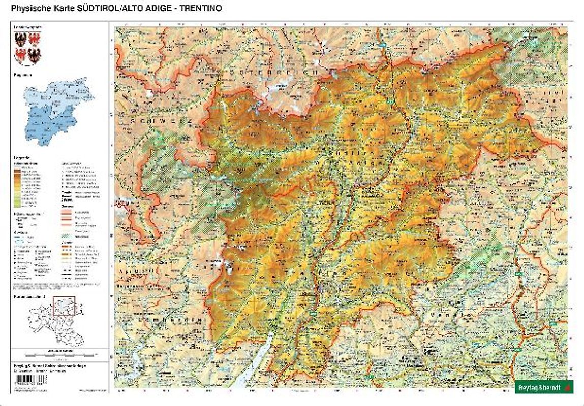 Schreibtischunterlage DUO, Schulhandkarte Südtirol-Trentino 1:450.000