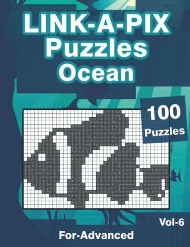 Link-A-Pix Puzzle Book: Bridge Puzzles Ocean Themed with 100 Medium Logilinks for Advanced