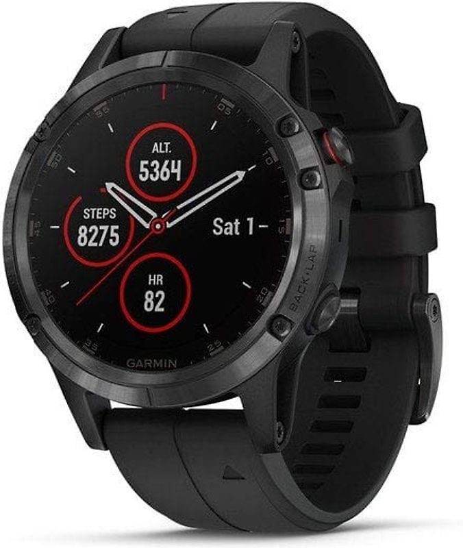 Garmin Fenix 5 Plus 47 mm noir au bracelet en silicone noir[Wifi, Saphir Edition]