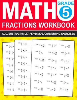 Fractions Math Workbook Grade 5 1000 Add,Subtract,Multiply,Divide,Converting Exercises: Math Fractions Practice Workbook For Grade 5 with more than ... | One page per day to be great at Fractions