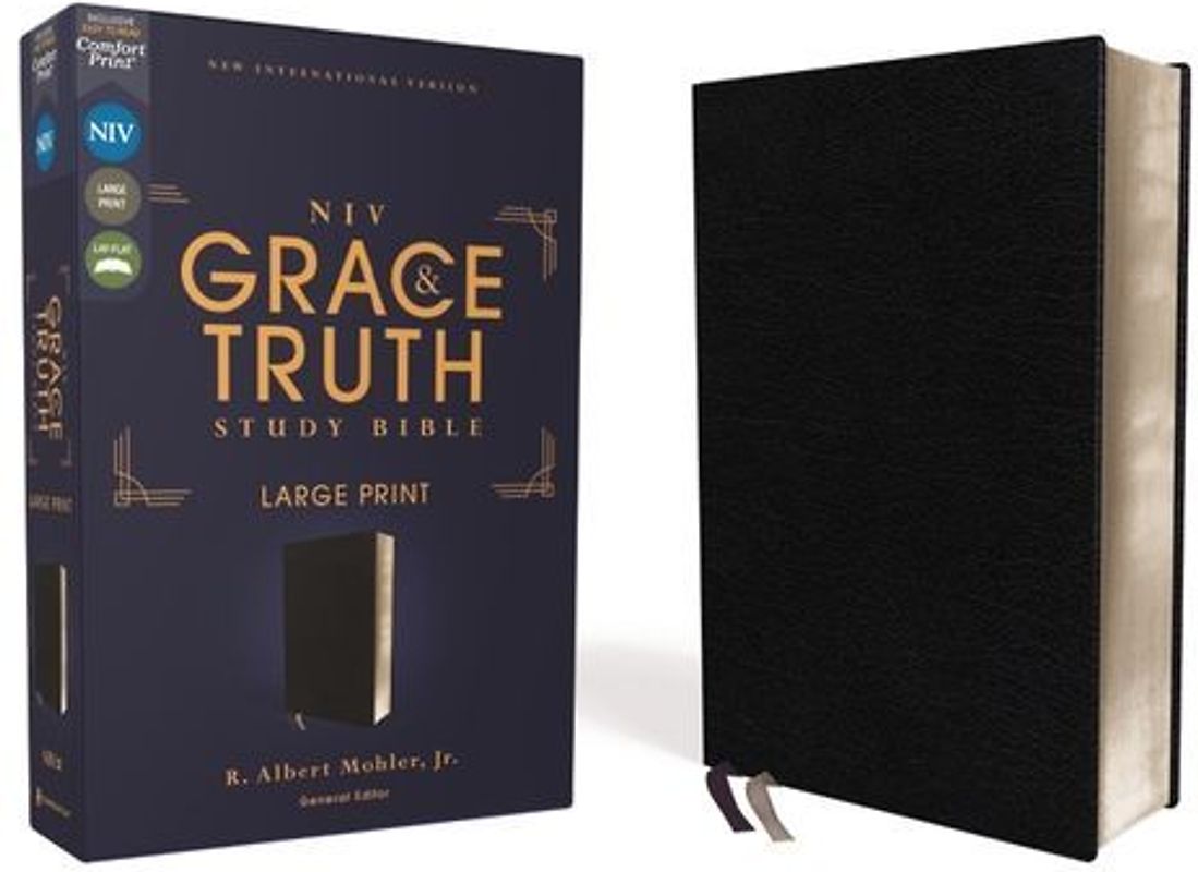 Niv, the Grace and Truth Study Bible (Trustworthy and Practical Insights), Large Print, European Bonded Leather, Black, Red Letter, Comfort Print