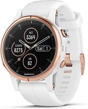 Garmin Fenix 5S Plus 42 mm or rose au bracelet en silicone blanc [Wifi, Saphir Edition]