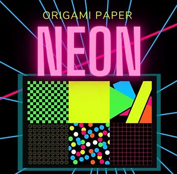 Neon Origami Paper: Double Sided Scrapbooking Paper, 8x8 in, 72 pages, Decorative Craft Paper