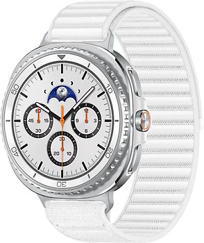 Samsung Galaxy Watch8 Classic 46 mm Boîtier aluminium blanc sur Confort S/M blanc [Wi-Fi + 4G]
