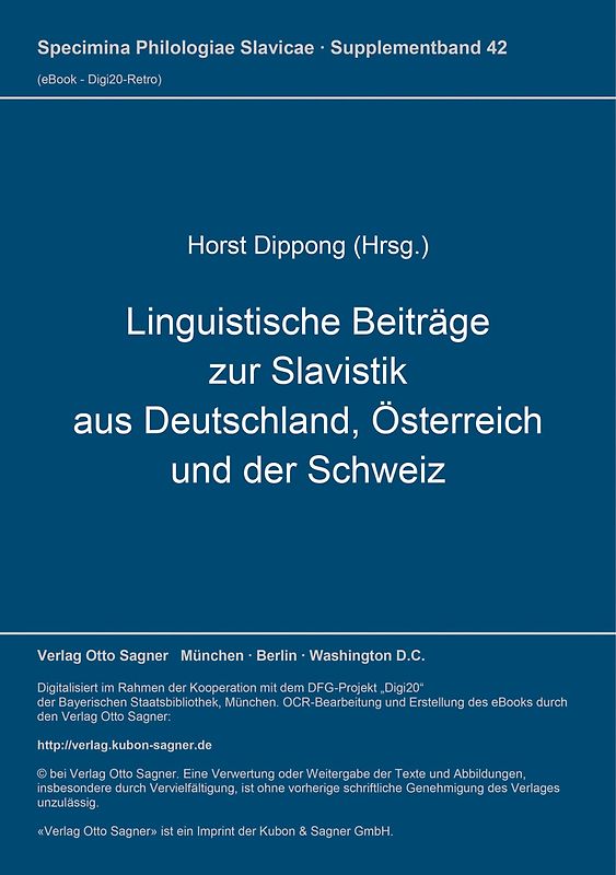 Linguistische Beiträge zur Slavistik aus Deutschland, Österreich und der Schweiz