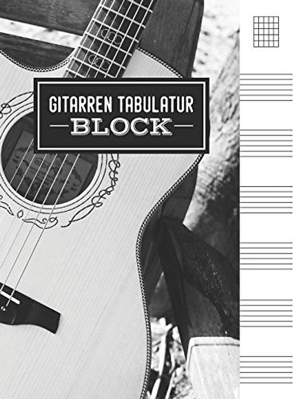 Gitarren Tabulatur Block: Gitarren Tab Heft mit leeren Tabulaturlinien und Akkorddiagrammen | 120 Seiten | ca. DIN A4