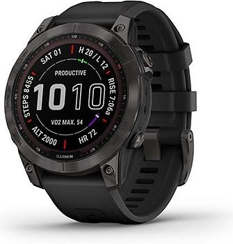 Garmin Fenix 7 47 mm noir avec bracelet en silicone noir [Wi-Fi, Sapphire Solar Edition]