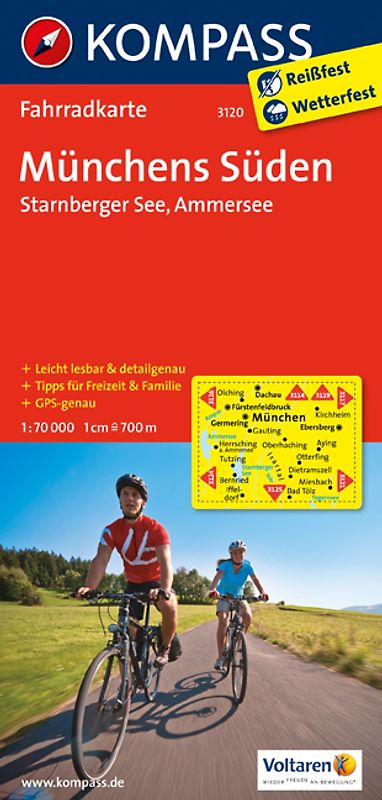 KOMPASS Fahrradkarte Münchens Süden - Starnberger See - Ammersee