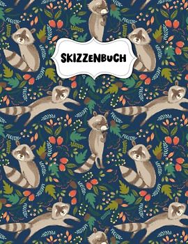 Skizzenbuch: Hübscher Waschbär Zeichenblock A4 für Kinder: Blanko Zeichenmappe A4 Zeichen Block