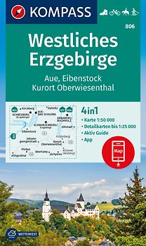 KOMPASS Wanderkarte 806 Westliches Erzgebirge, Aue, Eibenstock, Kurort Oberwiesenthal 1:50.000