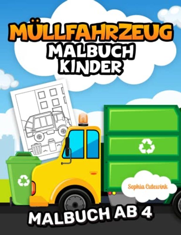 Müllfahrzeug Malbuch ab 4: Malbuch Kinder | Malbuch Mädchen Geschenke - Mitbringsel Kindergeburtstag